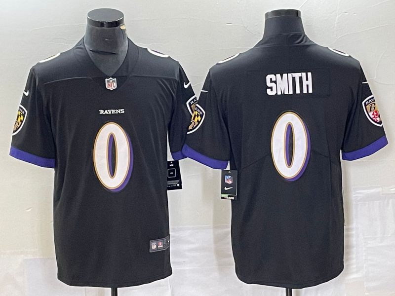 Men Baltimore Ravens 0 Smith Black 2023 Nike Vapor Limited NFL Jersey style 1